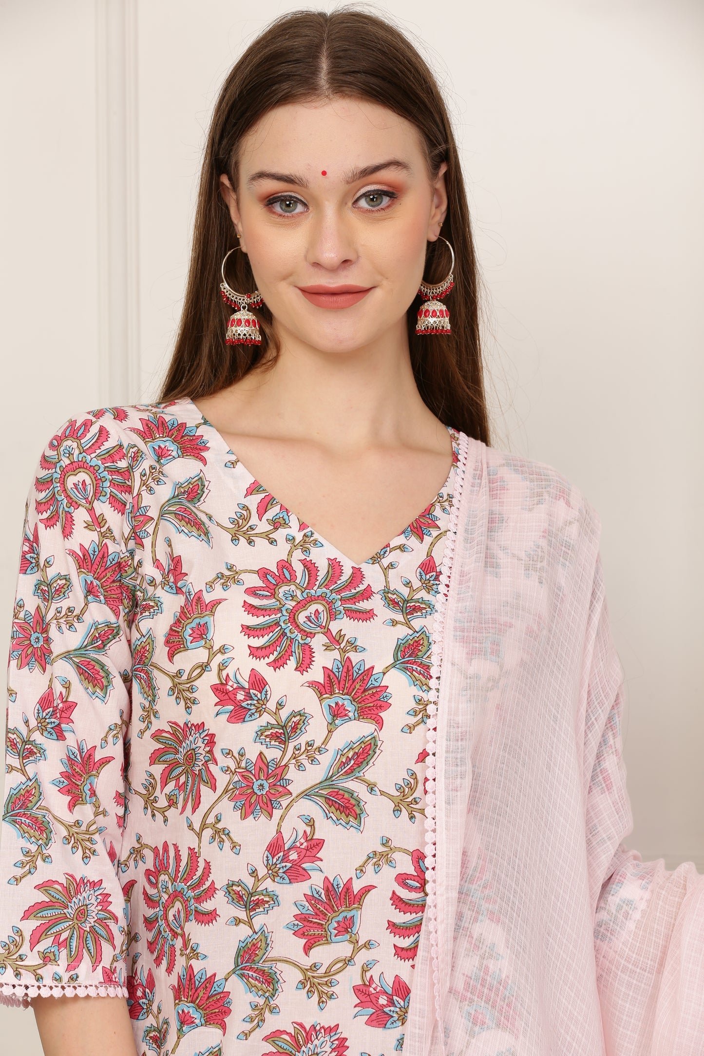 Inaya Pink Handblock Kurta Set
