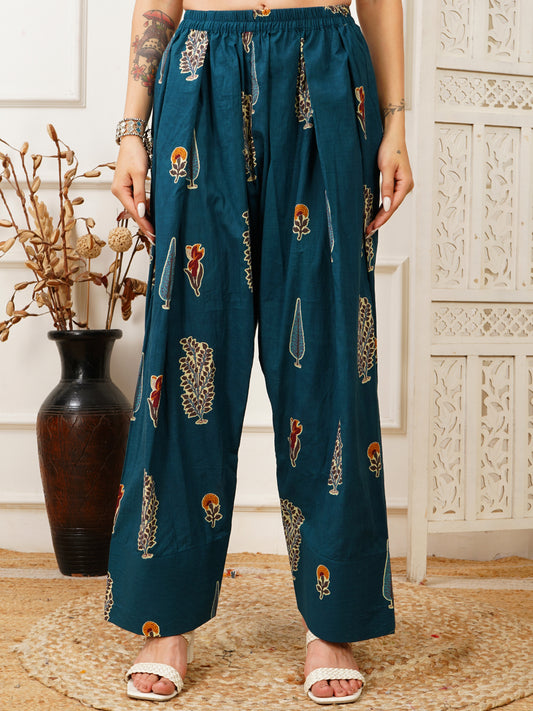 Aila Blue Handblock Farshi Co-ord Set