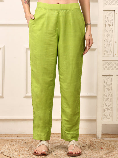 Vanya Green Handwoven Cotton Silk Anarkali Set