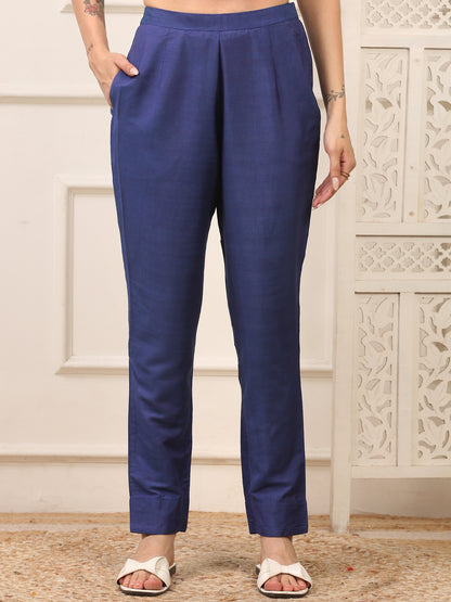 Kiara Blue Cotton Silk Kurta Set