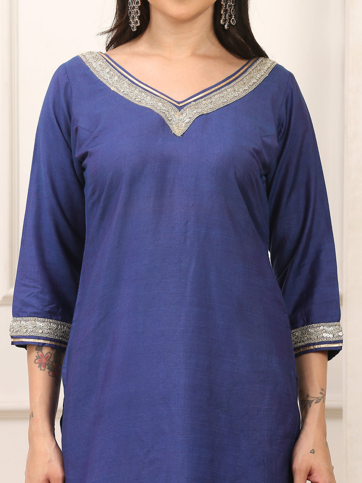 Kiara Blue Cotton Silk Kurta Set