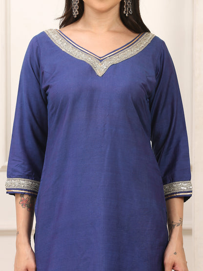Kiara Blue Cotton Silk Kurta Set
