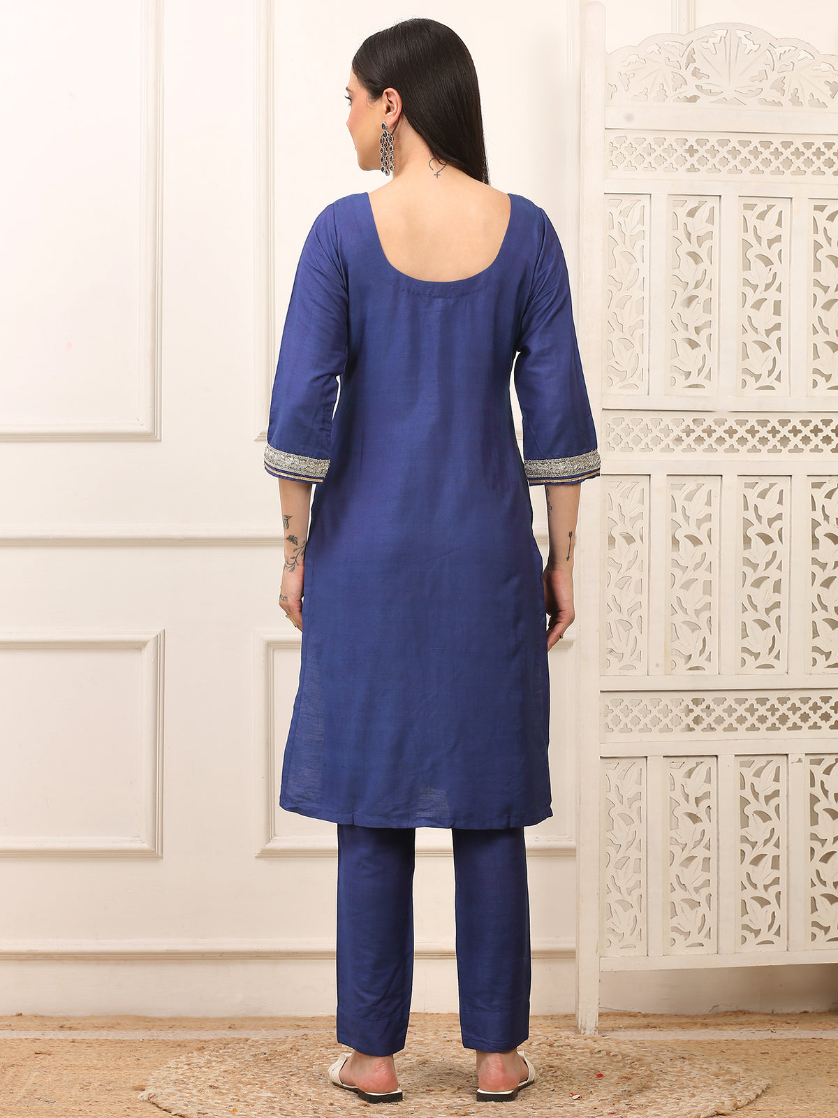 Kiara Blue Cotton Silk Kurta Set