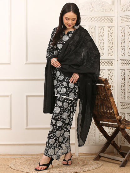 Shama Black Handblock Farshi Set