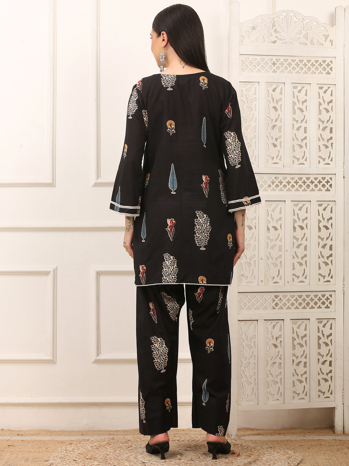Noor Black Handblock Farshi Co-ord Set