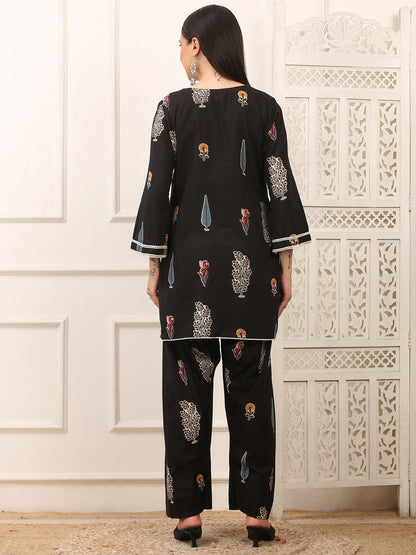 Noor Black Handblock Farshi Co-ord Set