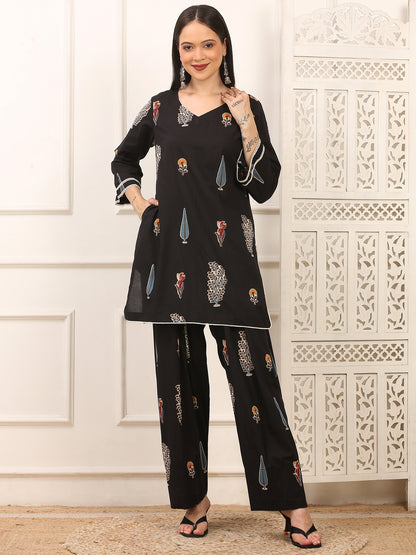 Noor Black Handblock Farshi Co-ord Set
