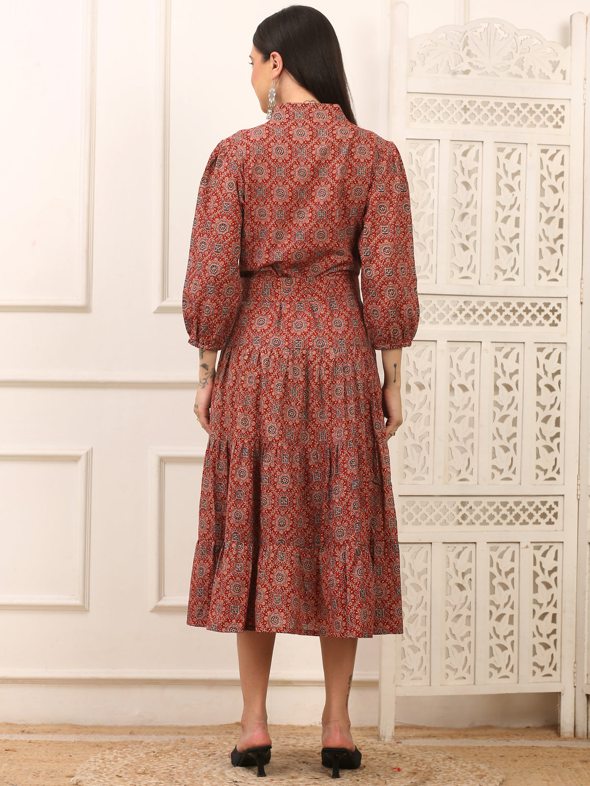 Anaya Ajrakh Cotton Long Dress
