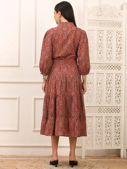 Anaya Ajrakh Cotton Long Dress
