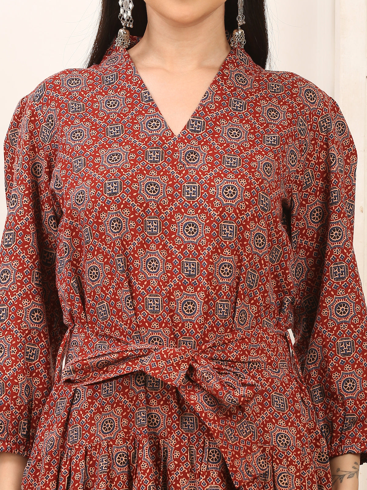 Anaya Ajrakh Cotton Long Dress