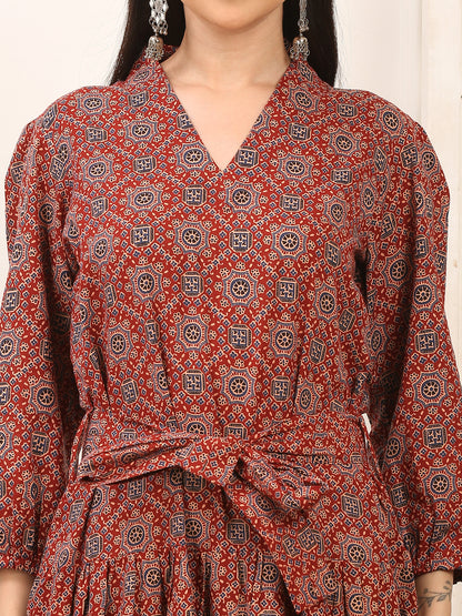 Anaya Ajrakh Cotton Long Dress