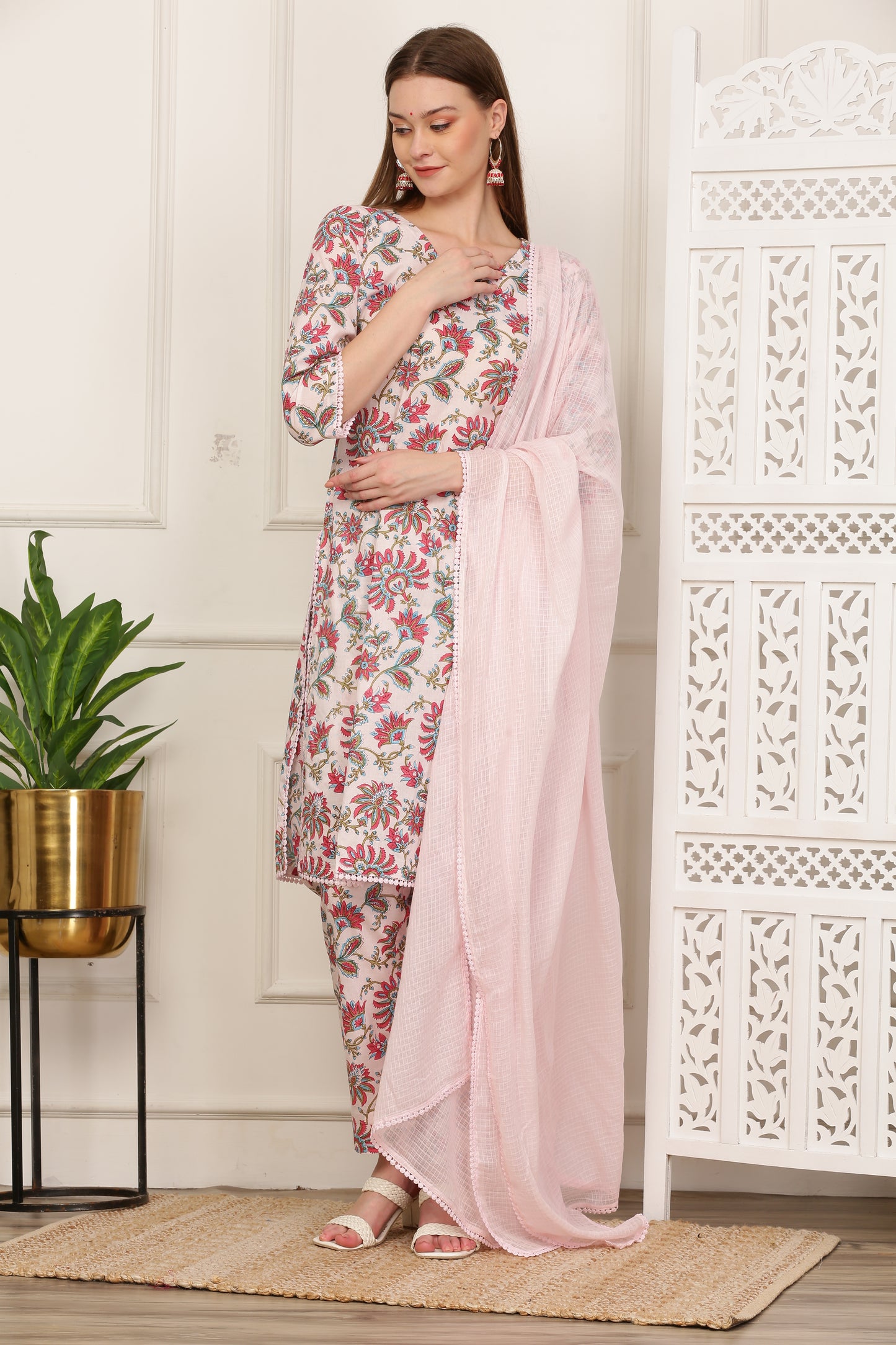 Inaya Pink Handblock Kurta Set