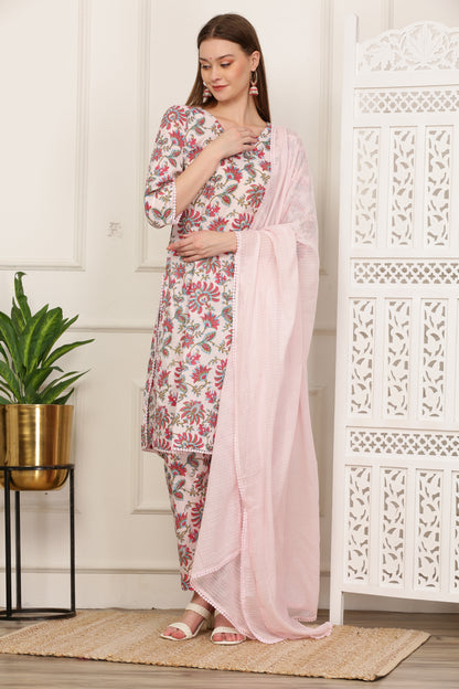 Inaya Pink Handblock Kurta Set