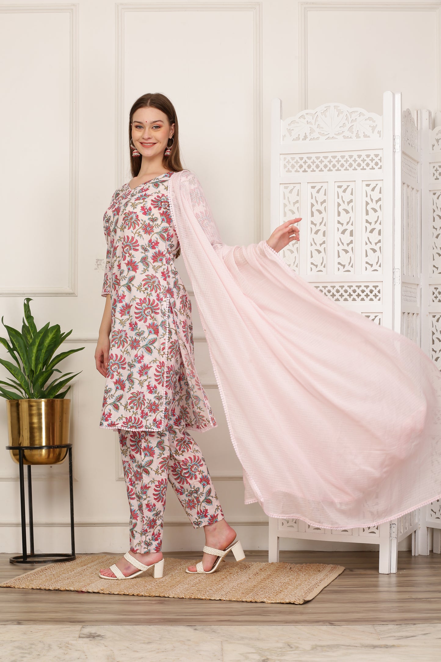 Inaya Pink Handblock Kurta Set