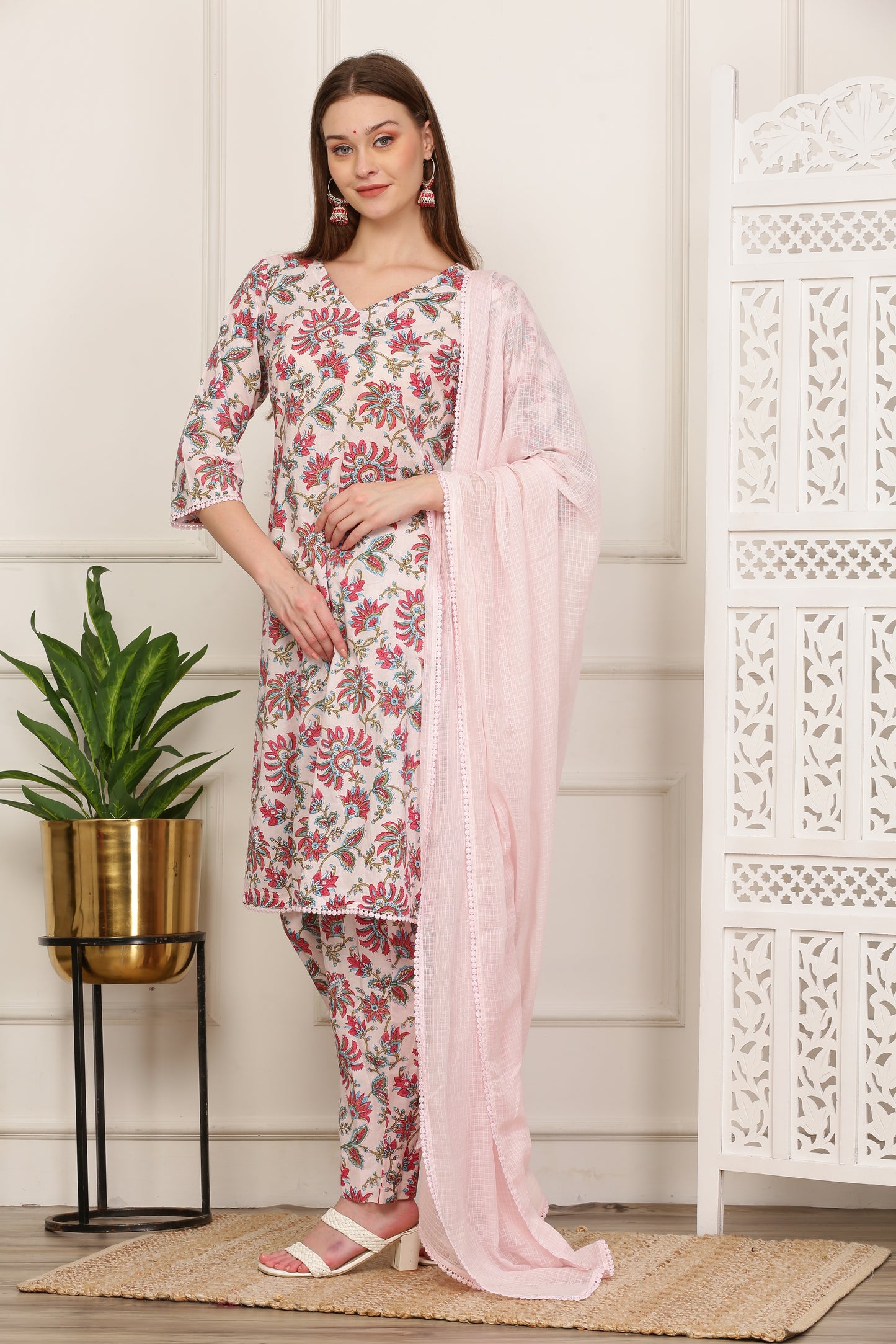 Inaya Pink Handblock Kurta Set