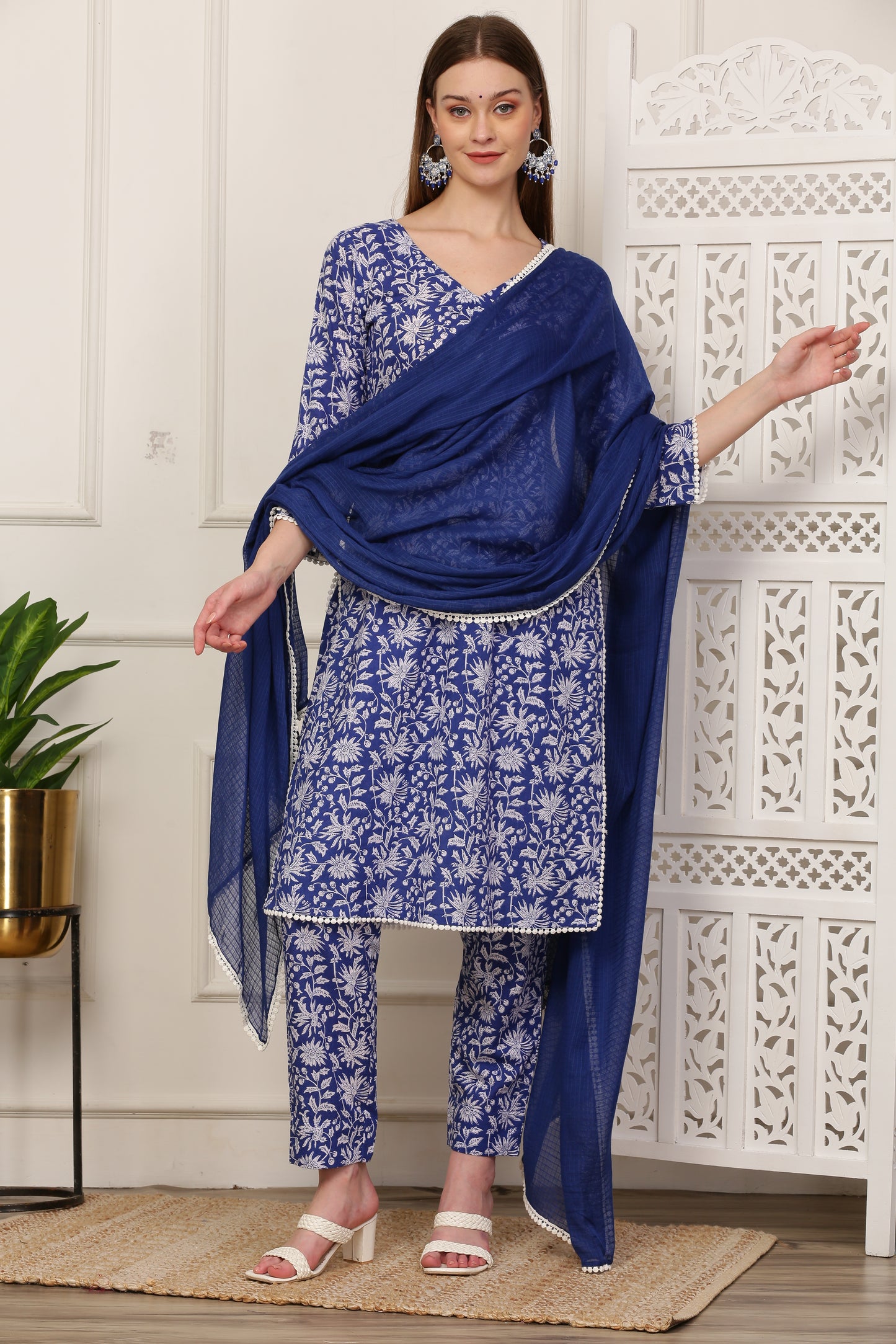 Nargis Blue Handblock Kurta Set