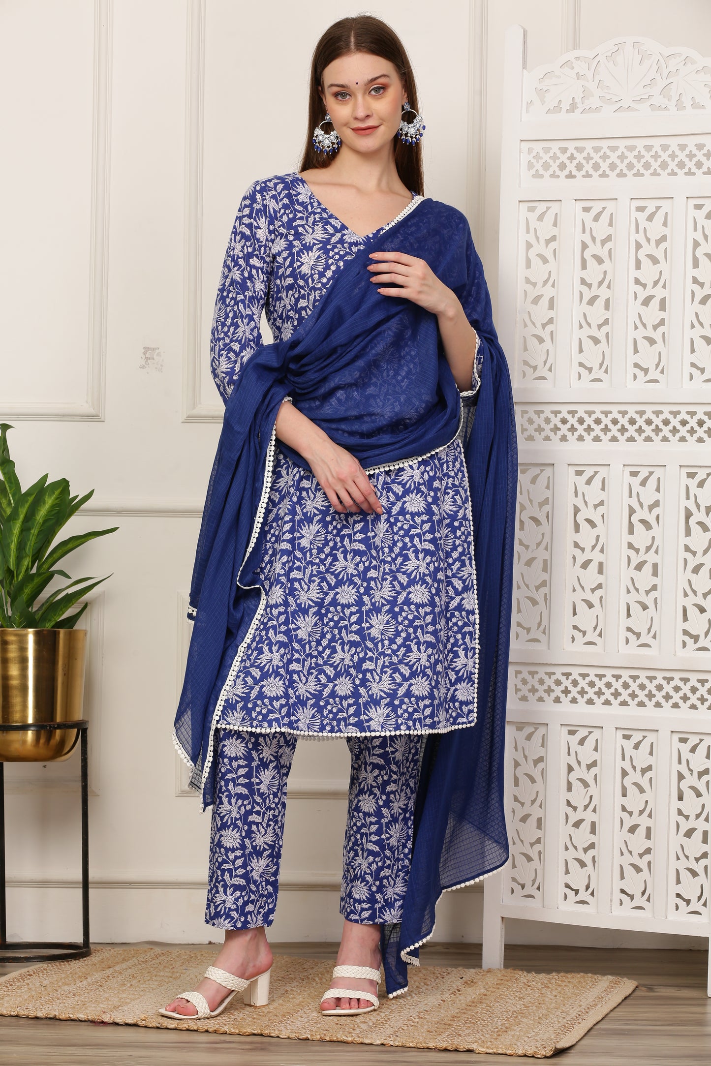 Nargis Blue Handblock Kurta Set