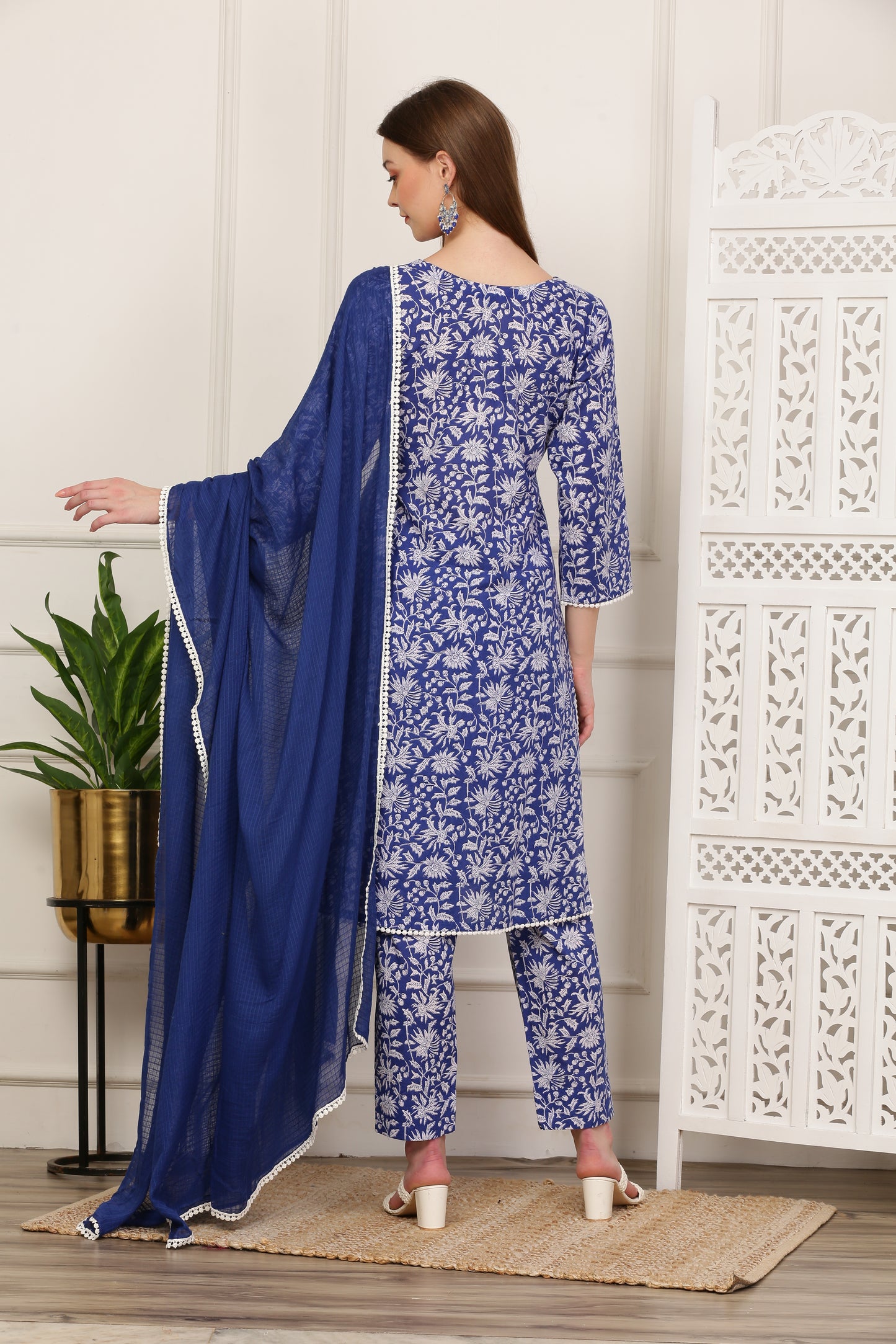 Nargis Blue Handblock Kurta Set