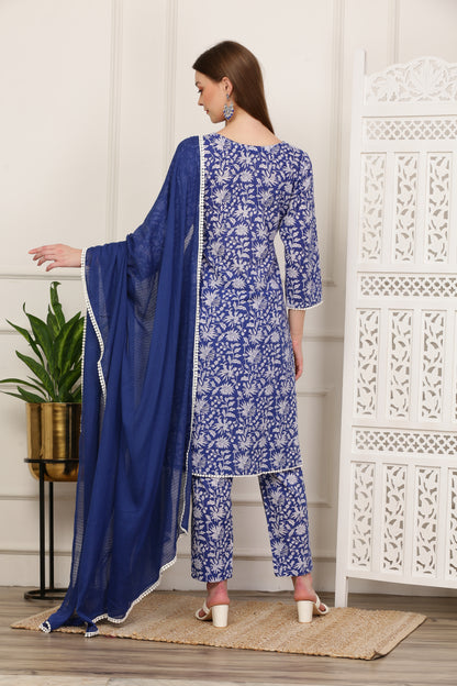 Nargis Blue Handblock Kurta Set