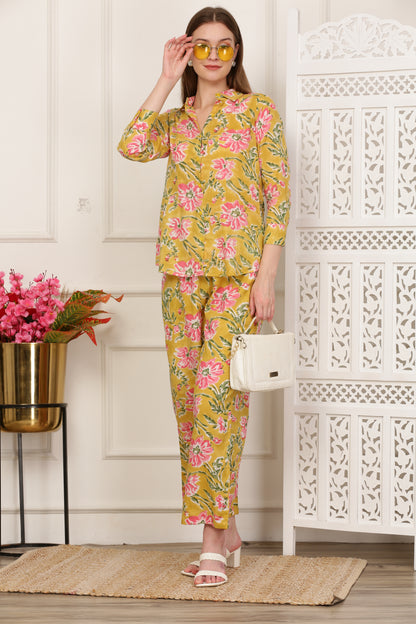 Suhana Yellow Handblock Co-ord Set