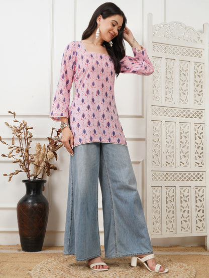 Zara Pink Handblock Short Kurti