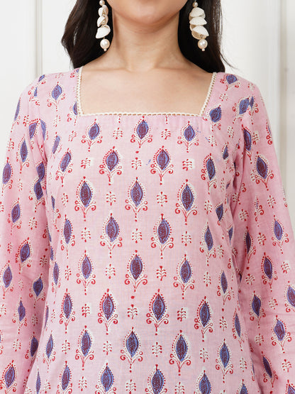 Zara Pink Handblock Short Kurti