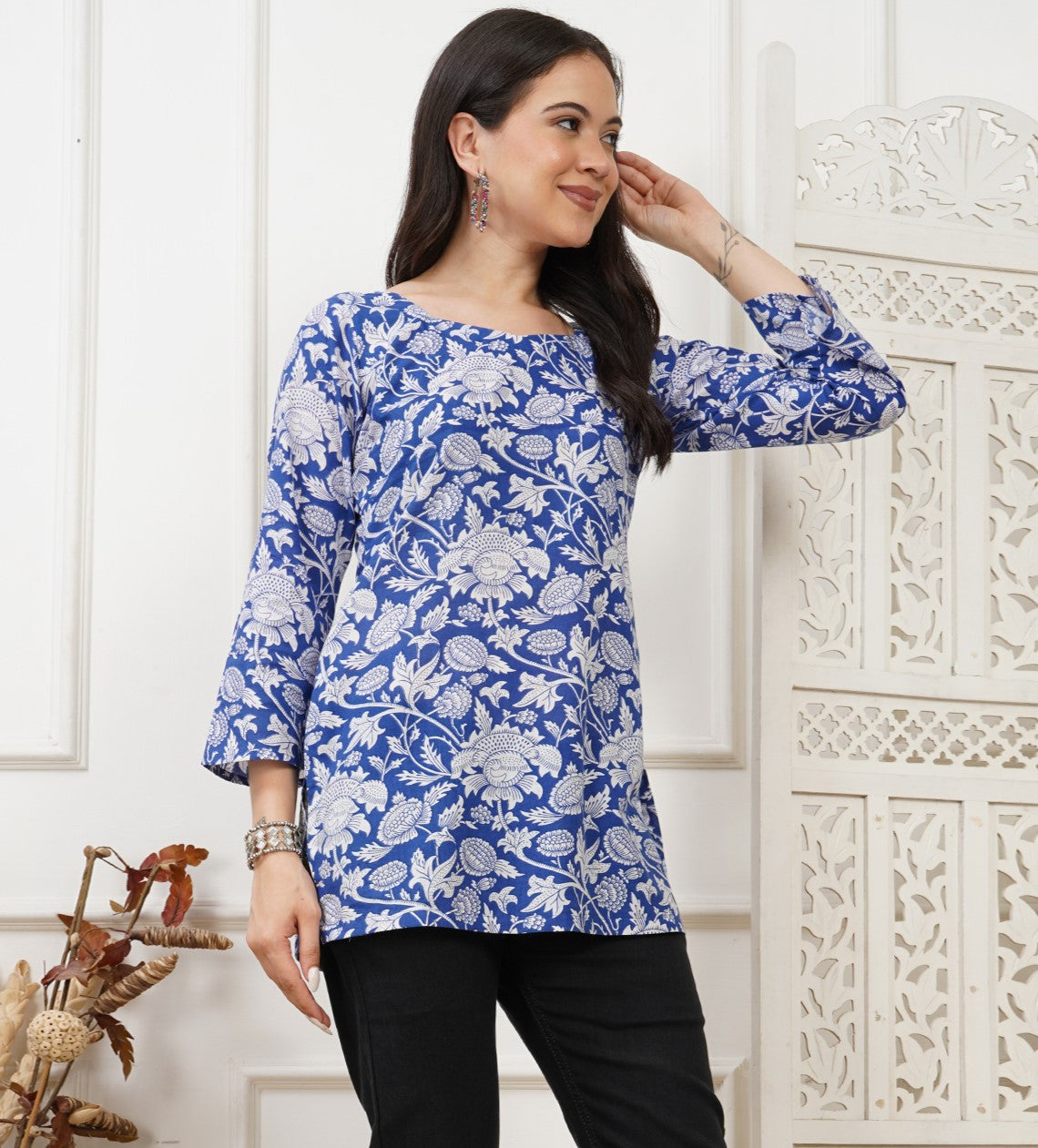 Neel Bagh Handblock Printed Short Kurti
