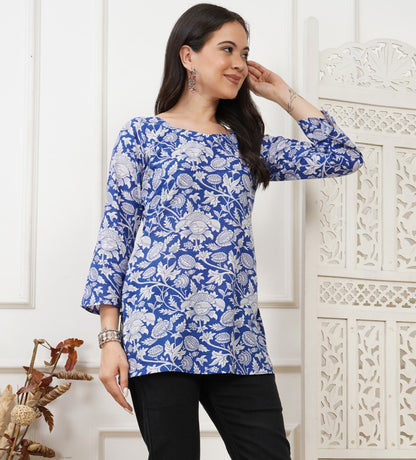 Neel Bagh Handblock Printed Short Kurti