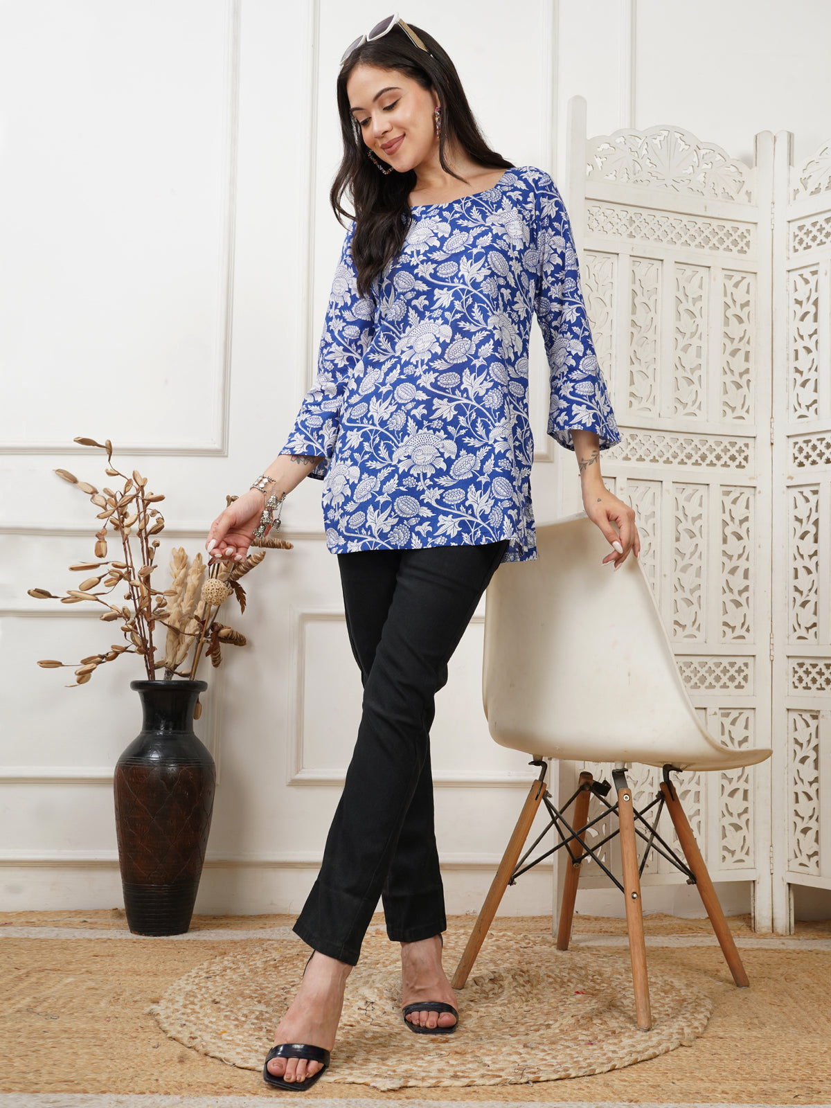 Neel Bagh Handblock Printed Short Kurti