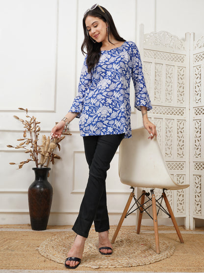 Neel Bagh Handblock Printed Short Kurti