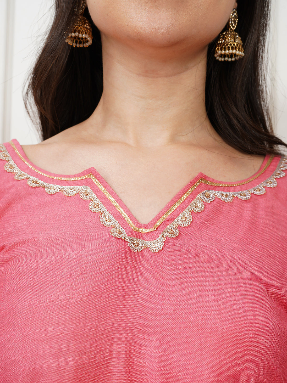 Ananya Coral Cotton Silk Kurta Set
