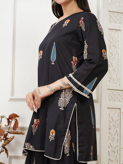 Noor Black Handblock Farshi Co-ord Set