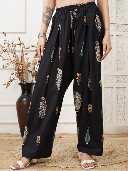 Noor Black Handblock Farshi Co-ord Set