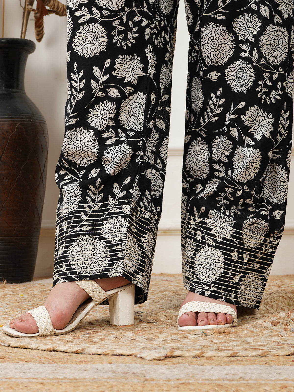 Shama Black Handblock Farshi Set