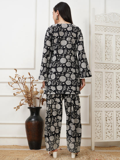 Shama Black Handblock Farshi Set