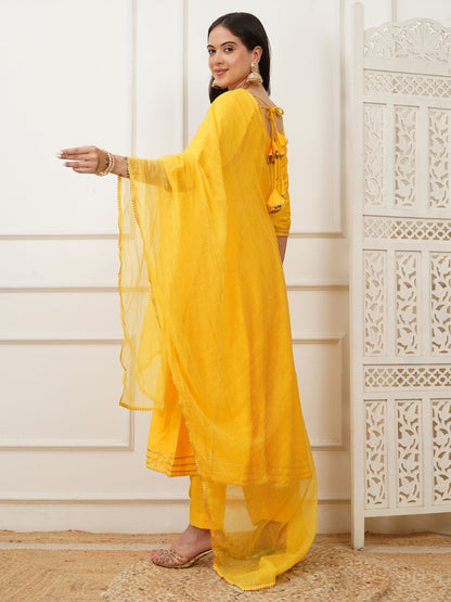 Mahira Yellow Handwoven Cotton Silk Anarkali Set