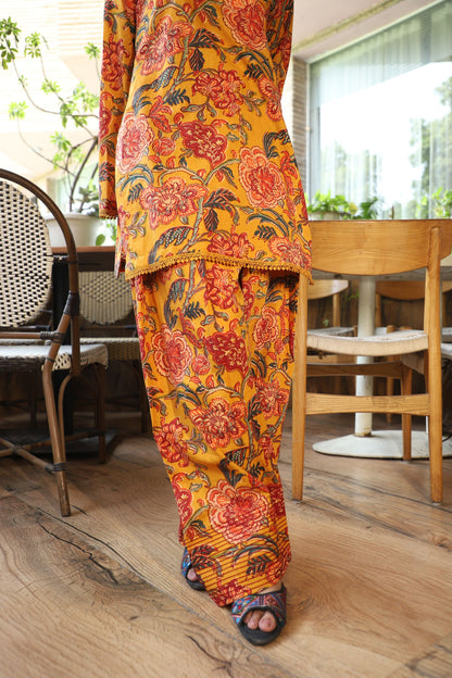 Sonal Mustard Handblock Farshi Set