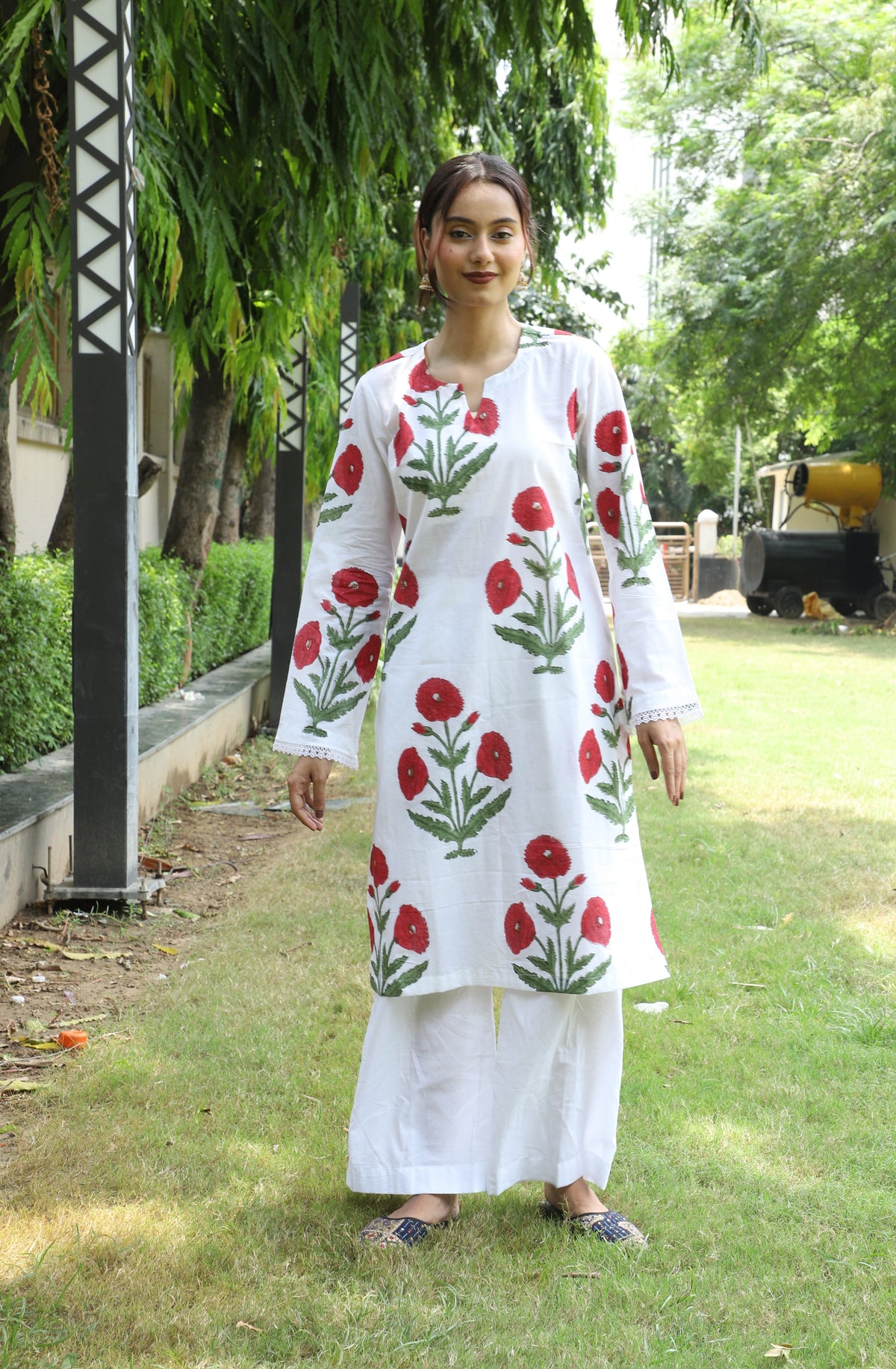 Gauri White Handblock Kurta Co-ord Set