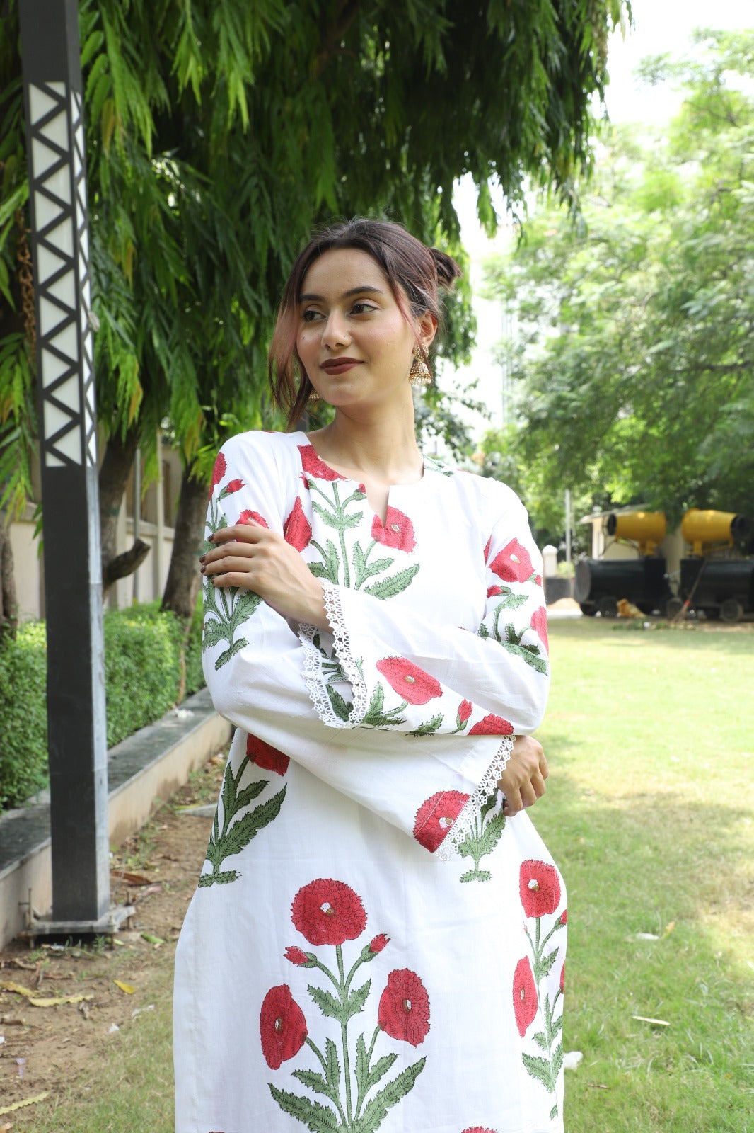 Gauri White Handblock Kurta Co-ord Set