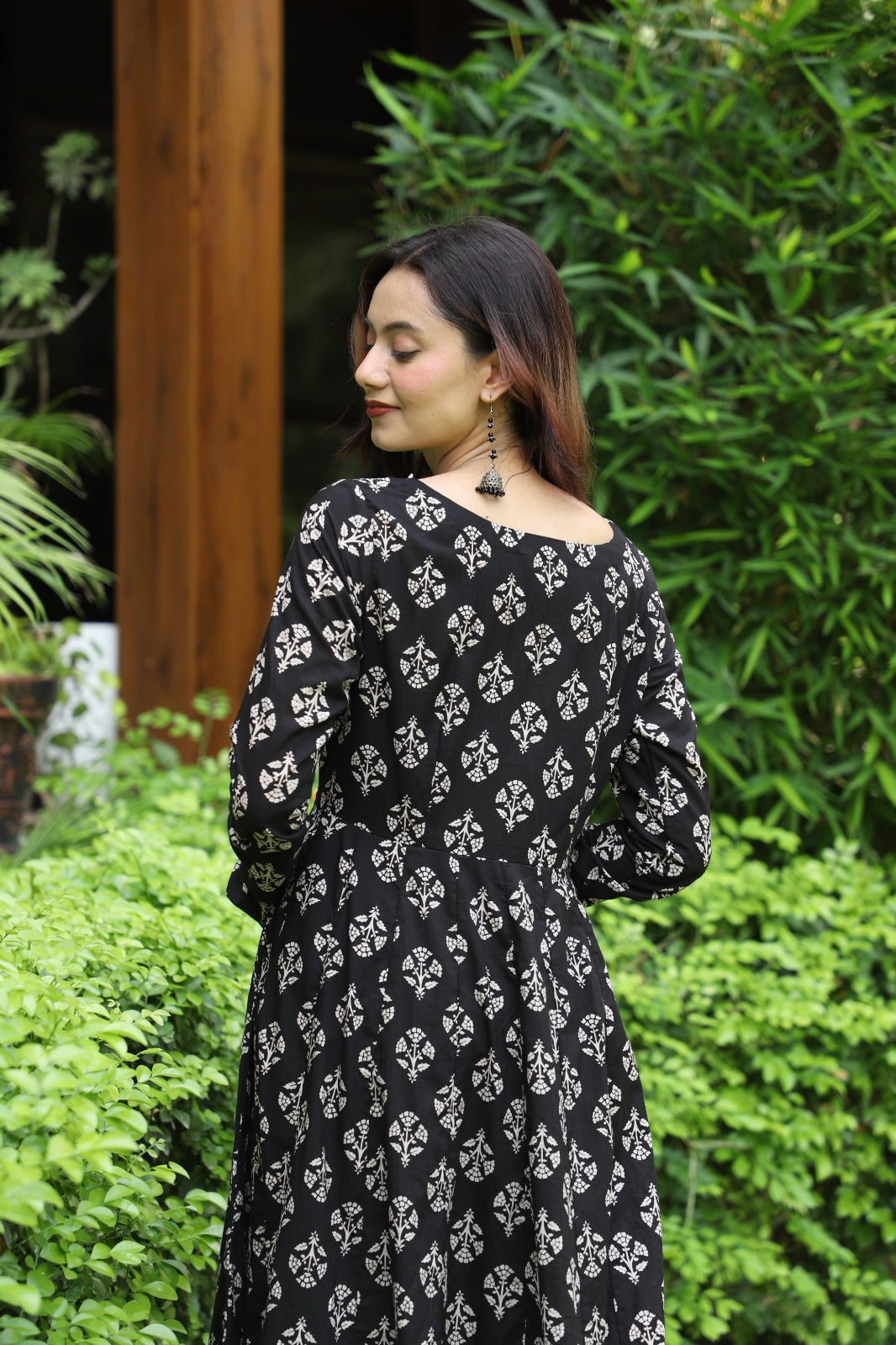 Tamra Black Handblock Anarkali Set