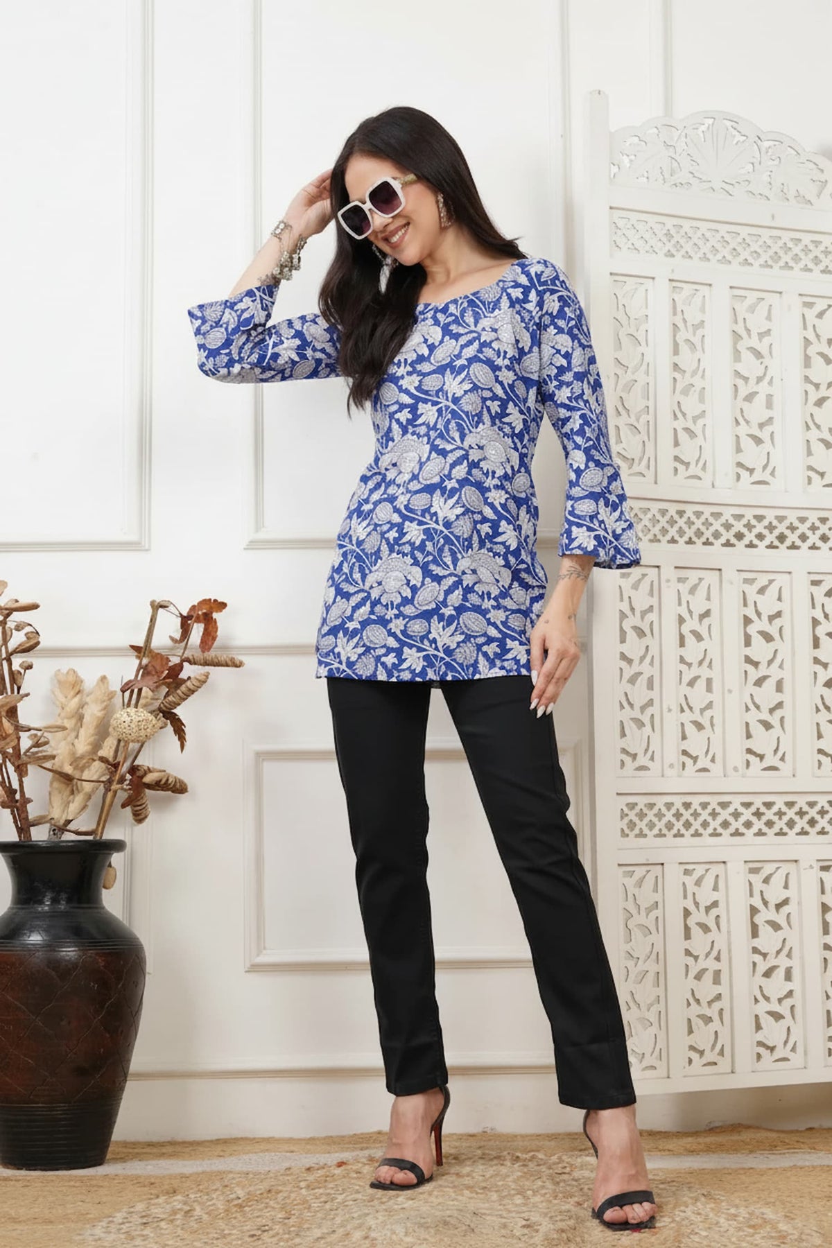 Neel Bagh Handblock Printed Short Kurti