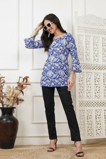 Neel Bagh Handblock Printed Short Kurti