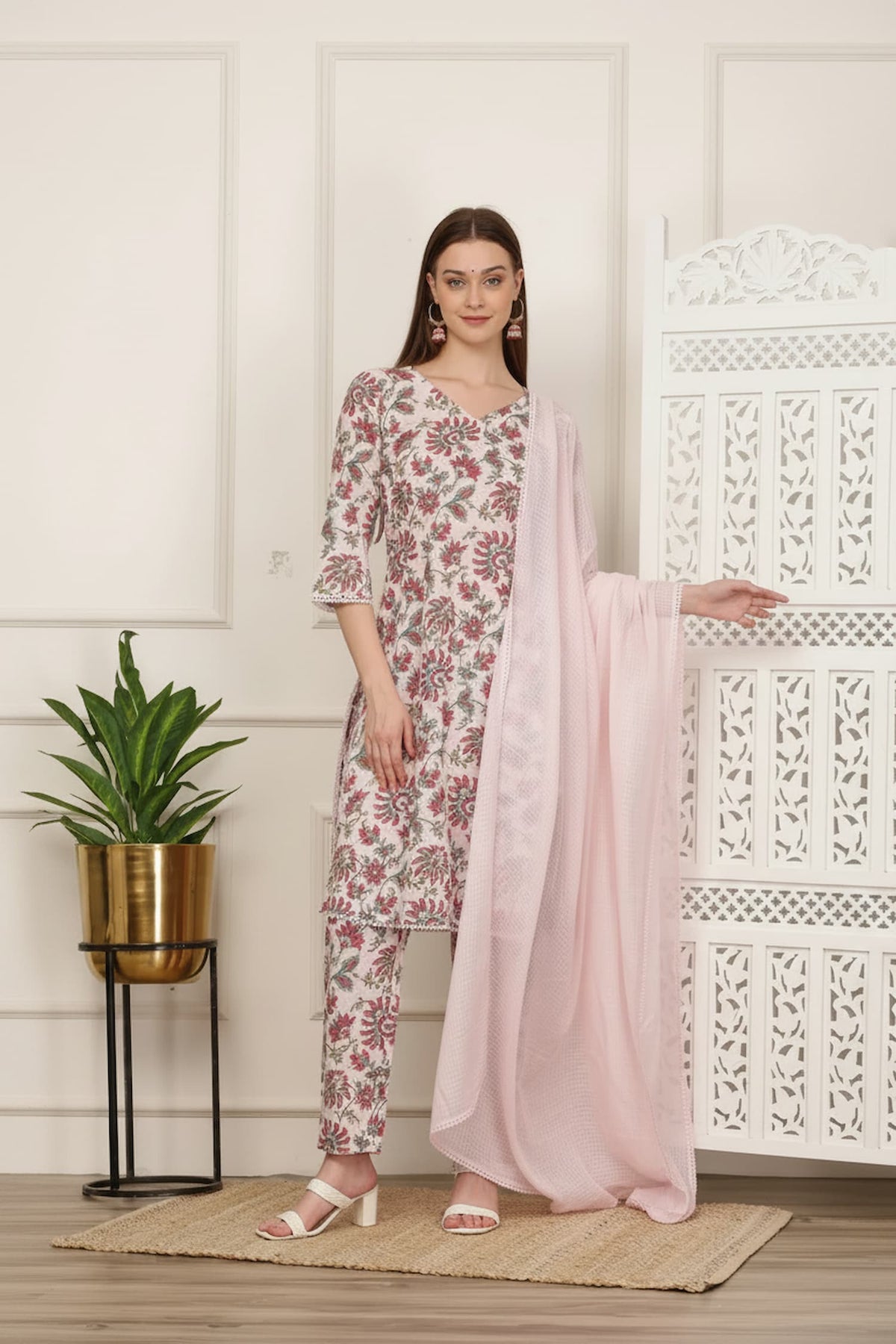 Inaya Pink Handblock Kurta Set