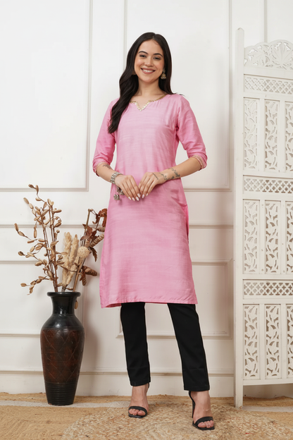 Menka Pink Kurta - Extended Top